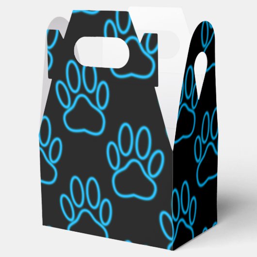 Blue Neon Dog Paw Print Patroon Bedankdoosjes (Geopend)