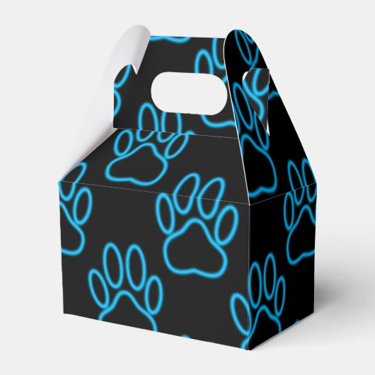 Blue Neon Dog Paw Print Patroon Bedankdoosjes (Voorkant Zijde)