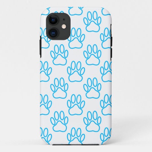 Blue Neon Dog Paw Print Patroon Case-Mate iPhone Case (Achterkant)