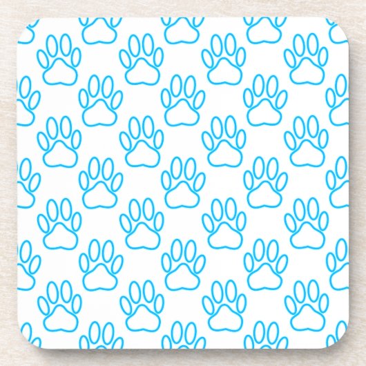 Blue Neon Dog Paw Print Patroon Drankjes Onderzetter (Voorkant)