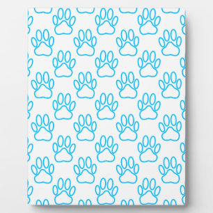 Blue Neon Dog Paw Print Patroon Fotoplaat