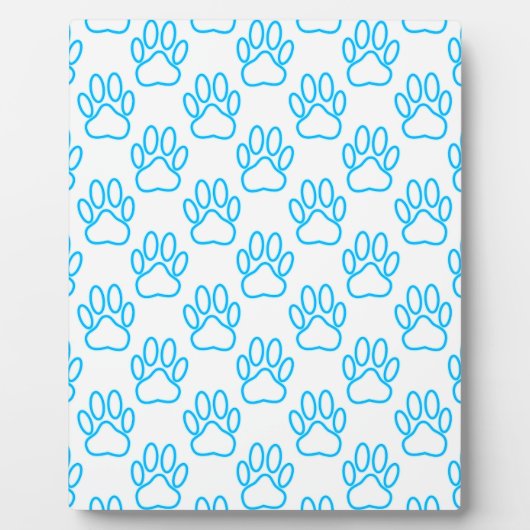 Blue Neon Dog Paw Print Patroon Fotoplaat (Voorkant)