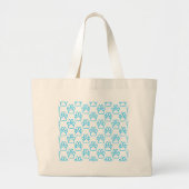 Blue Neon Dog Paw Print Patroon Grote Tote Bag (Voorkant)