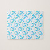 Blue Neon Dog Paw Print Patroon Legpuzzel (Horizontaal)