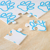 Blue Neon Dog Paw Print Patroon Legpuzzel (Zijkant)