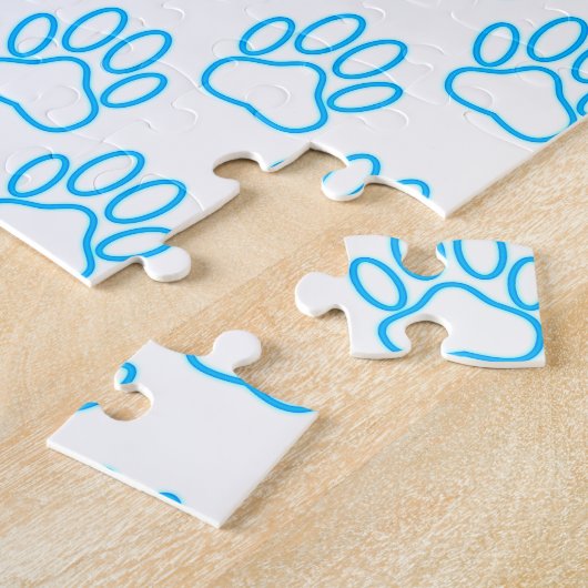 Blue Neon Dog Paw Print Patroon Legpuzzel (Zijkant)