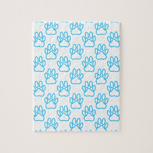 Blue Neon Dog Paw Print Patroon Legpuzzel (Verticaal)