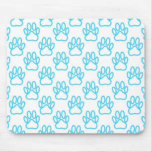 Blue Neon Dog Paw Print Patroon Muismat