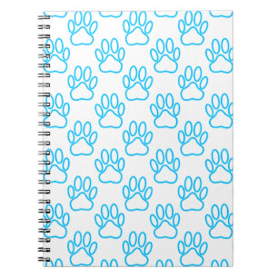 Blue Neon Dog Paw Print Patroon Notitieboek