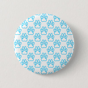 Blue Neon Dog Paw Print Patroon Ronde Button 5,7 Cm