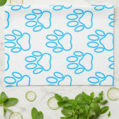 Blue Neon Dog Paw Print Patroon Theedoek (Gevouwen)