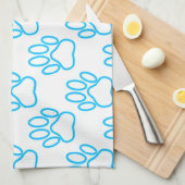 Blue Neon Dog Paw Print Patroon Theedoek (Quarter Fold)