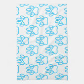 Blue Neon Dog Paw Print Patroon Theedoek (Verticaal)