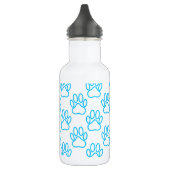 Blue Neon Dog Paw Print Patroon Waterfles (Links)