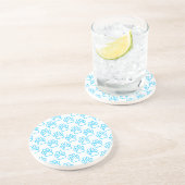 Blue Neon Dog Paw Print Patroon Zandsteen Onderzetter (Zijkant)