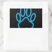 Blue Neon Dog Paw Print Rechthoekige Sticker (Tas)