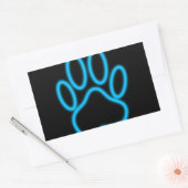 Blue Neon Dog Paw Print Rechthoekige Sticker (Envelop)