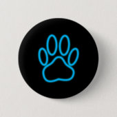 Blue Neon Dog Paw Print Ronde Button 5,7 Cm (Voorkant)