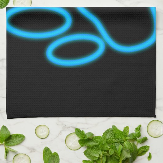 Blue Neon Dog Paw Print Theedoek (Gevouwen)