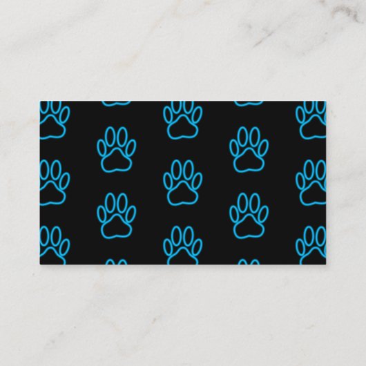 Blue Neon Dog Paw Print Visitekaartje (Achterkant)