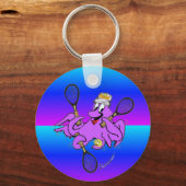 Blue Neon Funny Tennis Octopus Cartoon Sleutelhang Sleutelhanger (Voorkant)