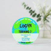 Blue Neon Glow Voetbal Verjaardag, Voetbalfeest Kaart (Staand voorkant)