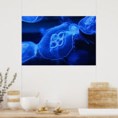 Blue Neon Jellyfish Poster (Keuken)