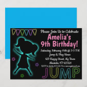 Blue Neon Jump-uitnodiging voor verjaardag Kaart (Voorkant / Achterkant)