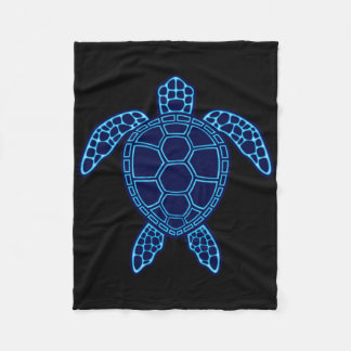 Blue Neon Lava Zee Turtle Design Sticker Fleece Deken