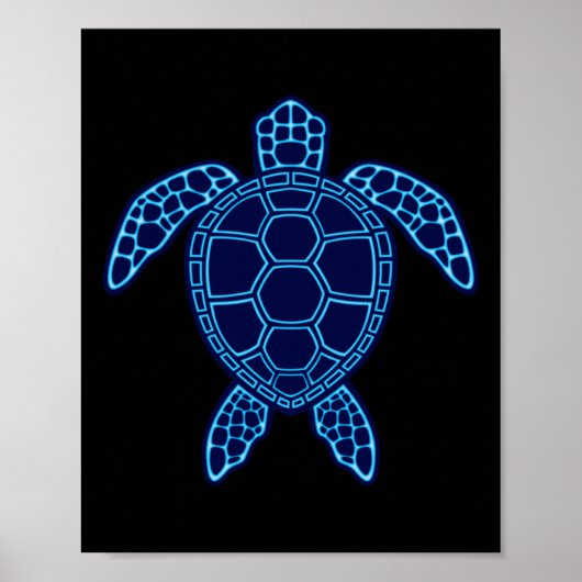 Blue Neon Lava Zee Turtle Design Sticker Poster (Voorkant)