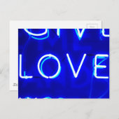 Blue Neon Love SIgn Briefkaart (Voorkant / Achterkant)