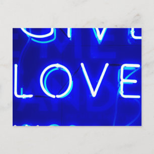 Blue Neon Love SIgn Briefkaart