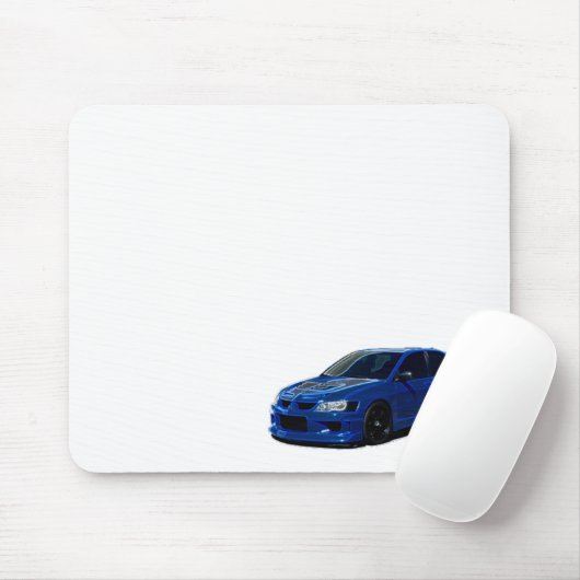 Blue Neon Outline Mitsubishi Evo Muismat (Met muis)