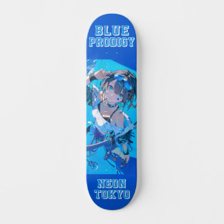 Blue Neon Prodigy Tokyo Cyberpunk Anime Impact Persoonlijk Skateboard