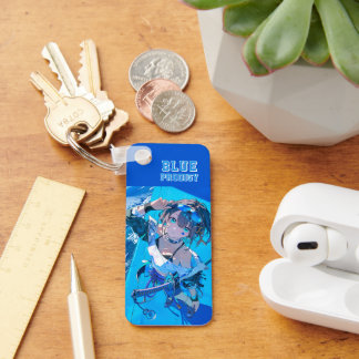Blue Neon Prodigy Tokyo Cyberpunk Anime Impact Sleutelhanger