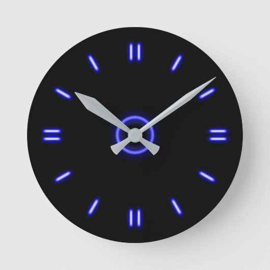 Blue Neon Ronde Klok (Voorkant)