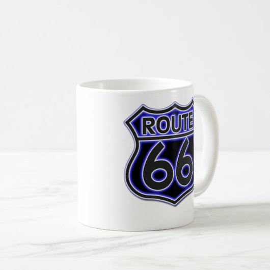 Blue Neon Route 66 Mok (Voorkant rechts)