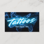 Blue Neon & Smoke Tattoo Artist QR Code Visitekaartje (Voorkant)