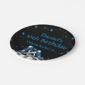 Blue Neon Sneaker Birthday, Glitter  Papieren Bordje (Gekanteld)