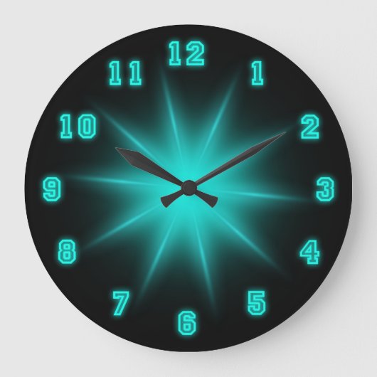 Blue Neon Star 10,75 inch Grote Klok (Voorkant)