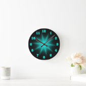 Blue Neon Star 8" Ronde Klok (Huis)