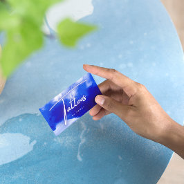Blue Neon Tattoos Script Visitekaartje