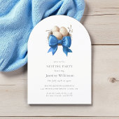 Blue Nesting party minimale uitnodiging met qr-cod