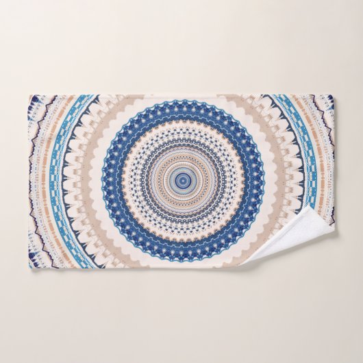  Blue Neutral Boho Mandala  Bad Handdoek (Handdoek)