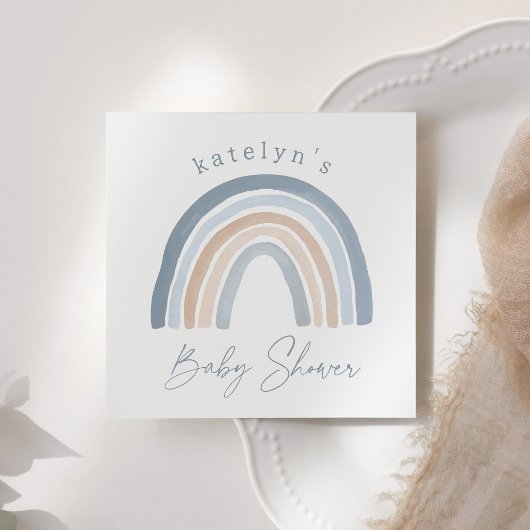 Blue Neutral Boho Rainbow Baby shower Servet