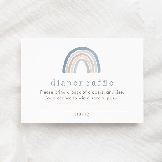 Blue Neutral Boho Rainbow Luier Raffle Ticket Informatiekaartje