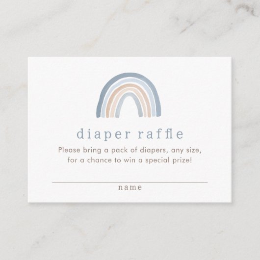 Blue Neutral Boho Rainbow Luier Raffle Ticket Informatiekaartje (Voorkant)