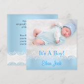 Blue New Baby Boy Anounge Foto Aankondiging (Voorkant / Achterkant)