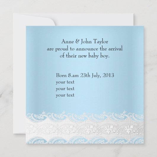 Blue New Baby Boy Anounge Foto Aankondiging (Achterkant)