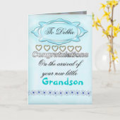 Blue New Baby Gefeliciteerd Kaart, grootmoeder Kaart (Gele Bloem)